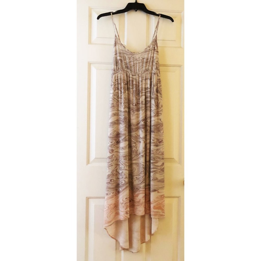 Anthropologie cream peach gray sun dress XS